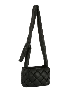 Fashion Faux Leather Quilted Messenger Bag JYE-0451 BLACK